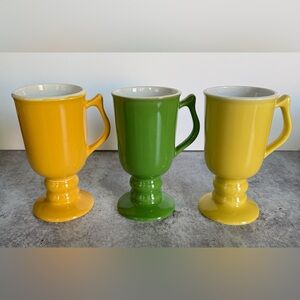Vintage Hall (Set of 3) Pedestal Coffee Mugs Multi #1272 Made in USA